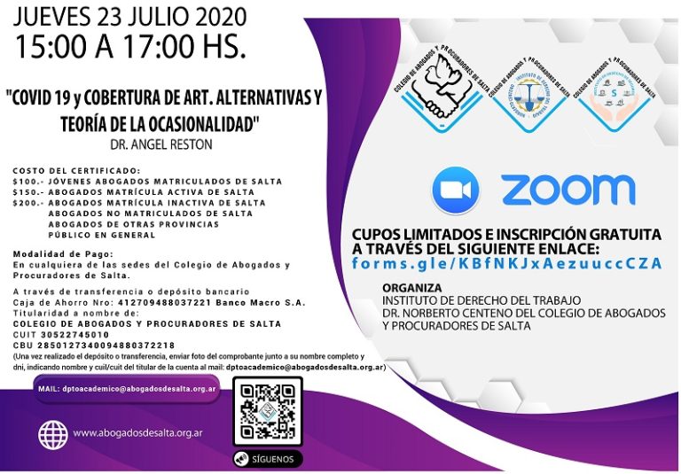 COVID 19 Y COBERTURA DE ART. ALTERNATIVAS Y TEORIA DE LA OCASIONALIDAD – DR. ANGEL RESTON