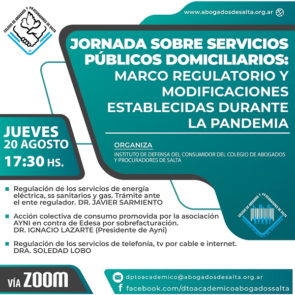 JORNADA SOBRE SERVICIOS PÚBLICOS DOMICILIARIOS: MARCO REGULATORIO Y MODIFICACIONES ESTABLECIDAS SOBRE LA PANDENIA