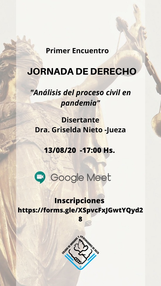 PRIMER ENCUENTRO – JORNADA DE DERECHO ANALISIS DEL PROCESO CIVIL EN PANDEMIA