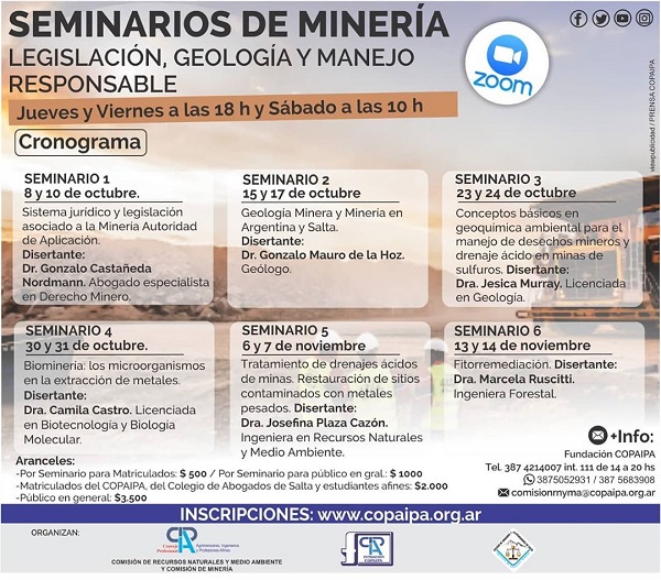 SEMINARIOS DE MINERÍA – INICIO 8 DE OCTUBRE