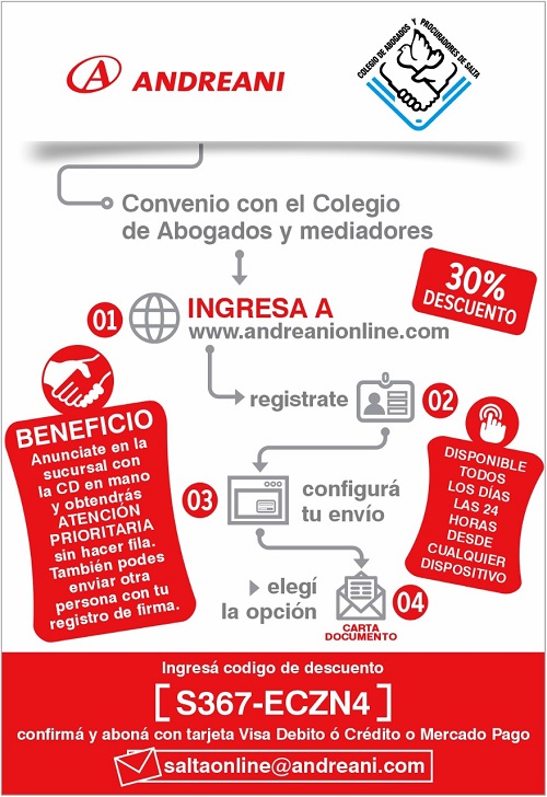 ANDREANI CONVENIO CON COLEGIO ABOGADO