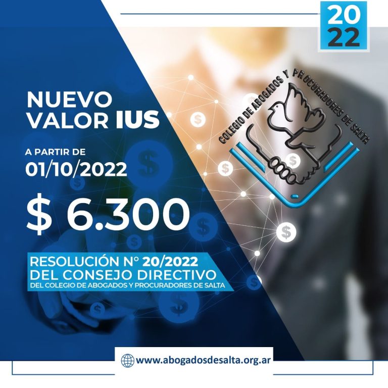 NUEVO IUS A PARTIR DEL 01 DE OCTUBRE DE 2.022