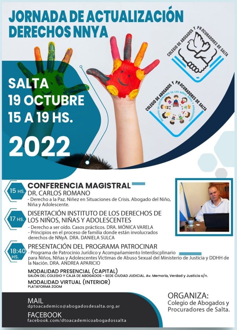 📚 JORNADA DE ACTUALIZACIÓN DERECHOS NNYA🗓️ MIÉRCOLES 19 DE OCTUBRE – 15 A 19 HS