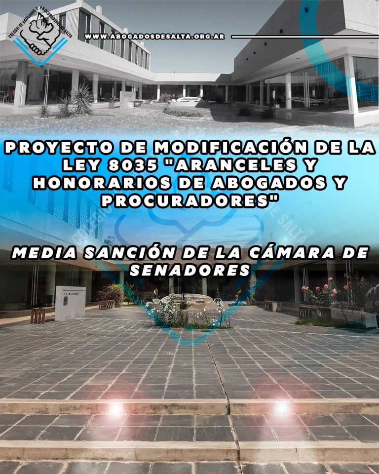 MEDIA SANCIÓN AL PROYECTO DE MODIFICACIÓN DE LA LEY DE HONORARIOS.